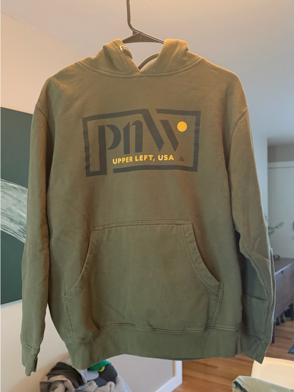 Upper Left USA Olive Green Logo Hoodie